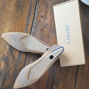Rothy's Beige and Silver Women's Flats